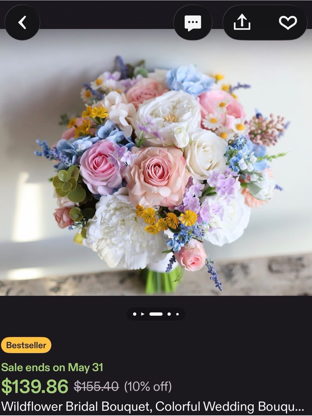 Wildflower wedding bouquet from Etsy